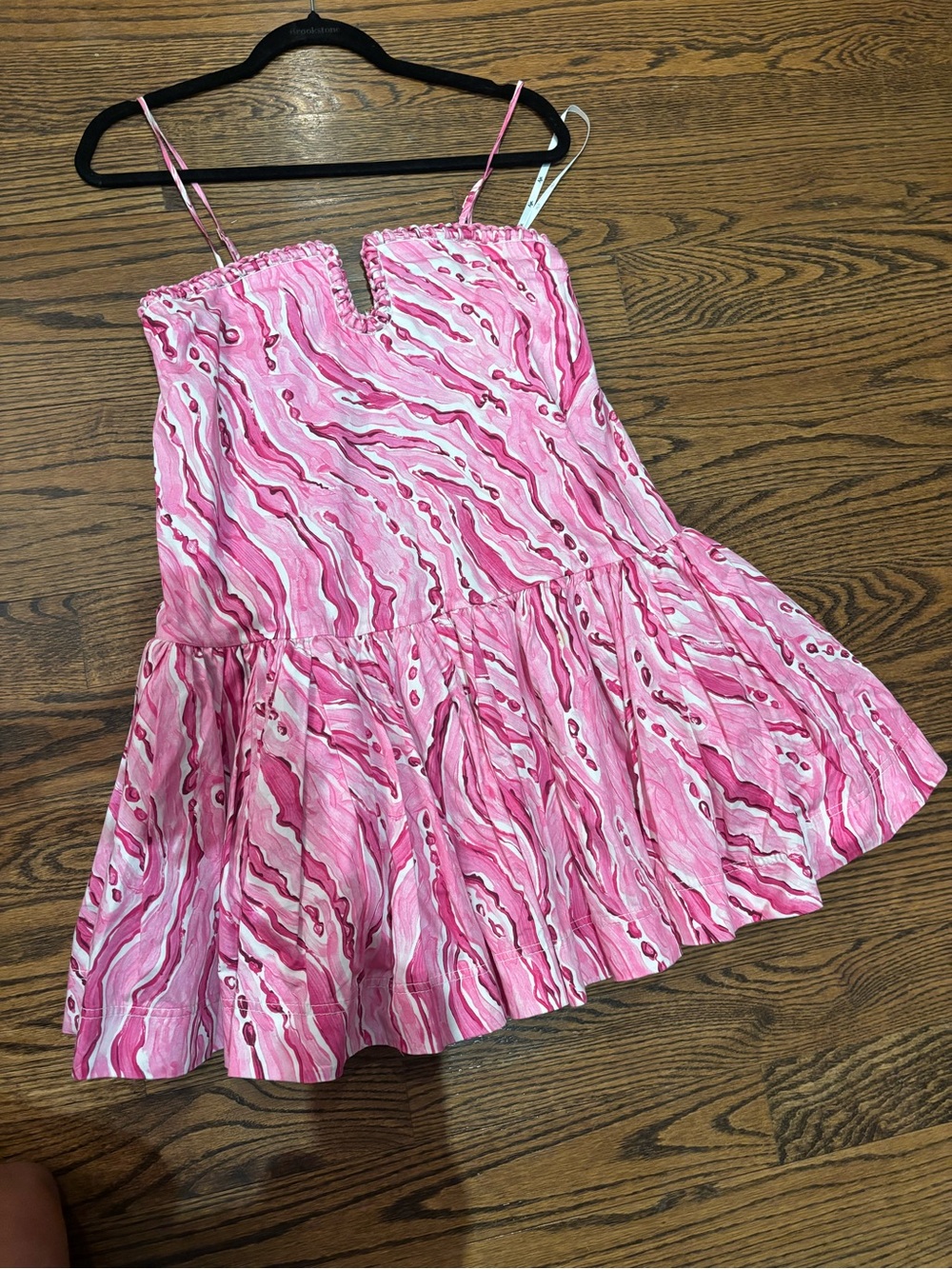 AJE Pink Print Spaghetti Strap Tiered bubble Dress